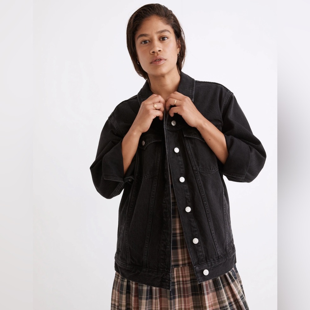 Madewell Oversized Trucker Black Denim Jacket